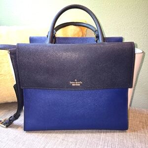 Kate Spade NWOT Cameron Blakely Satchel Bag - Navy Blue, Black & Tan